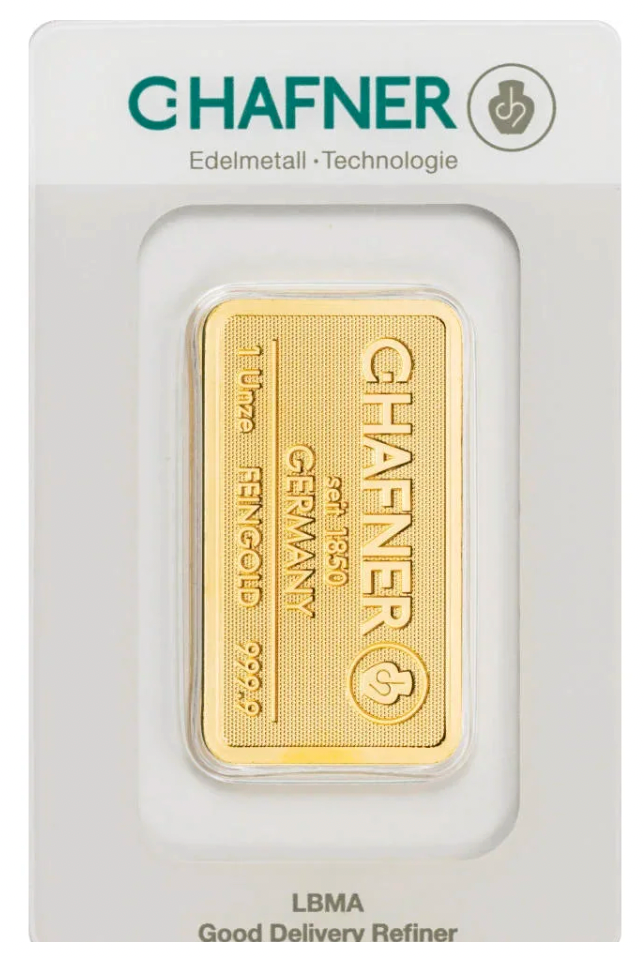31,1 Gramm Goldbarren C. Hafner geprägt, Neuware